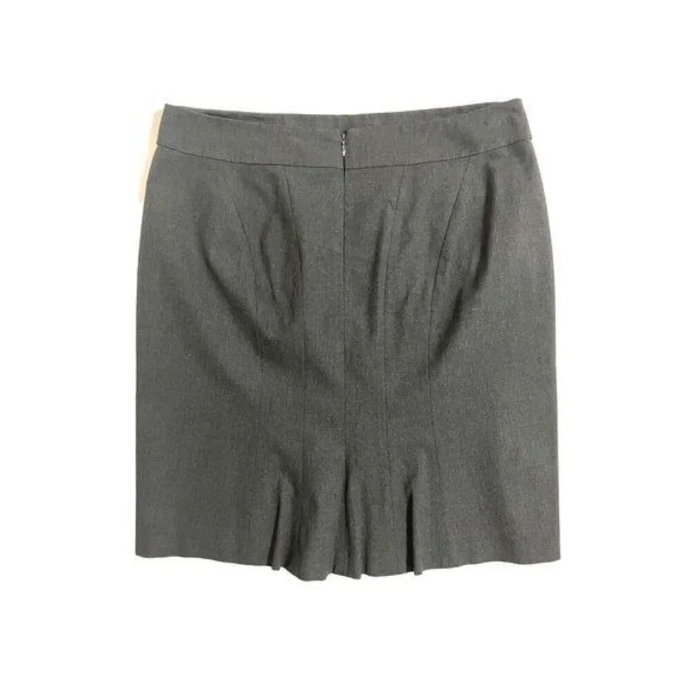 ANN TAYLOR Pencil Skirt Dark Grey Stretch Flounce Back Wear To Work 12 Petite - Picture 6 of 7